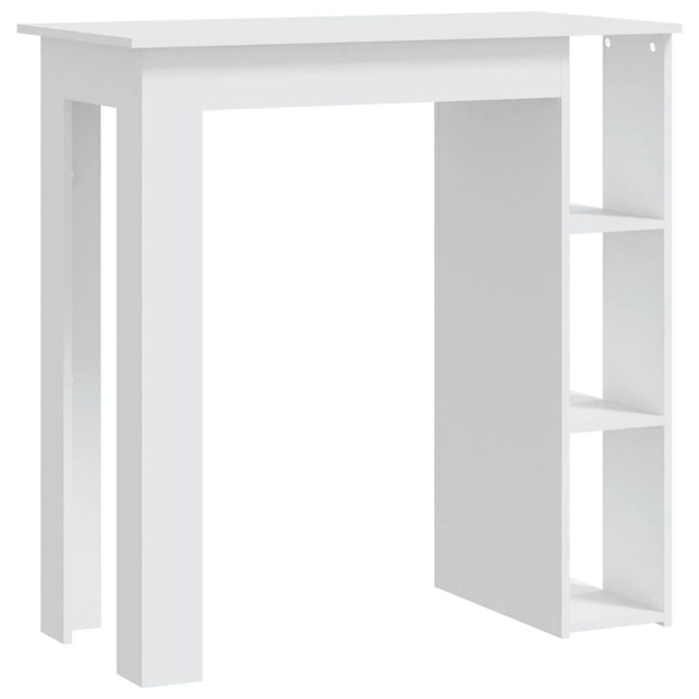Vidaxl Barový stôl s poličkou biely 102x50x103,5 cm drevotrieska
